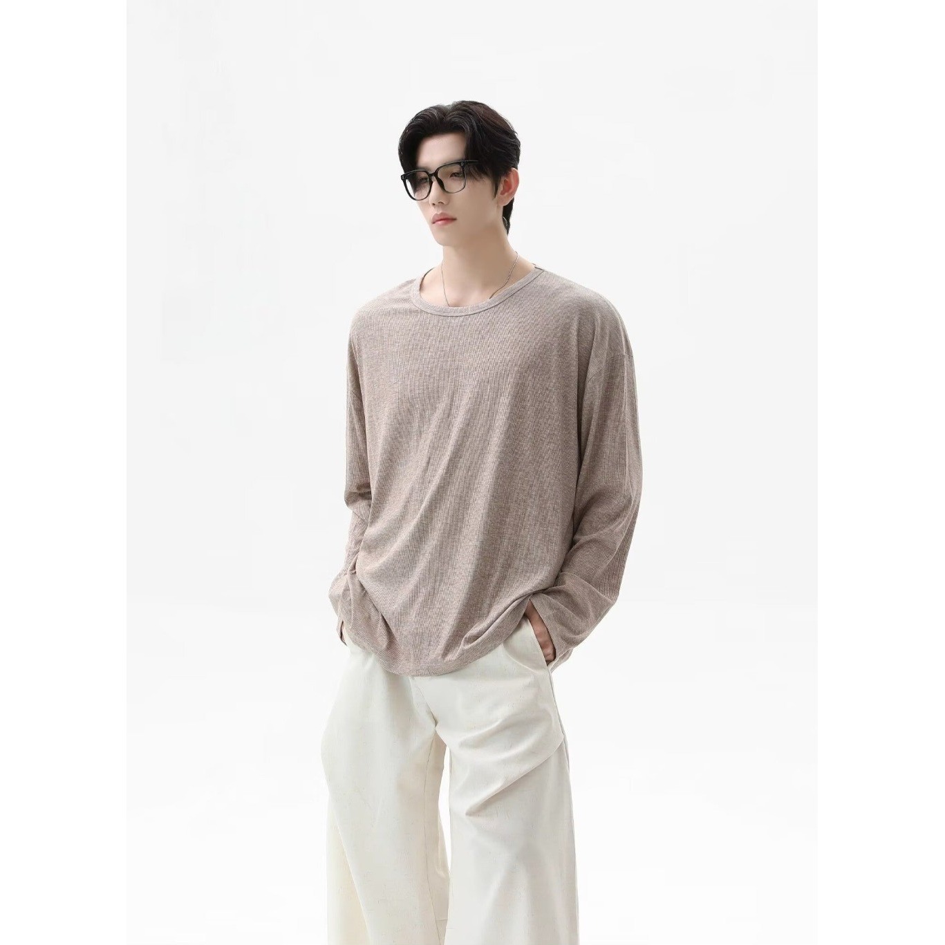 Undershirt Crew Neck - 2026 Sonbahar Yeni Doku Uzun Kollu