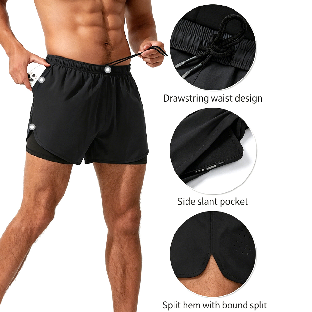 Compression Shorts Athletes - 1 adet erkek 2'si 1 arada